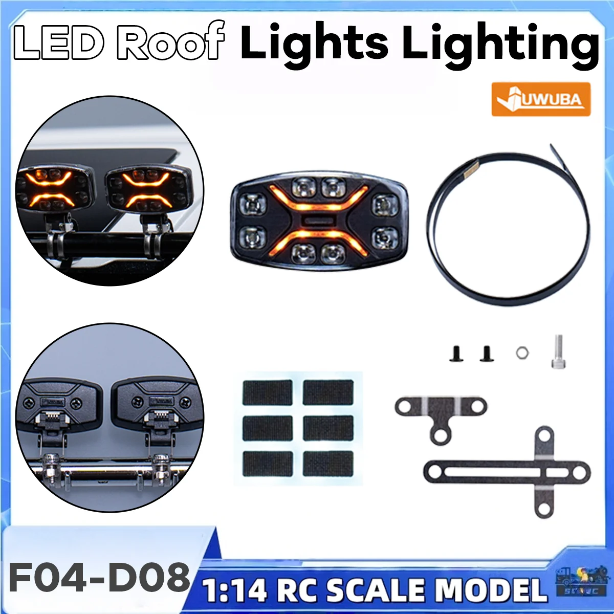 FH16 750 Roof LED Lights F04-D08 Black 5V For 1/14 Tamiyaa RC Dump Truck Tipper Tractor Climbing Car JUWUBA Toy Model Parts