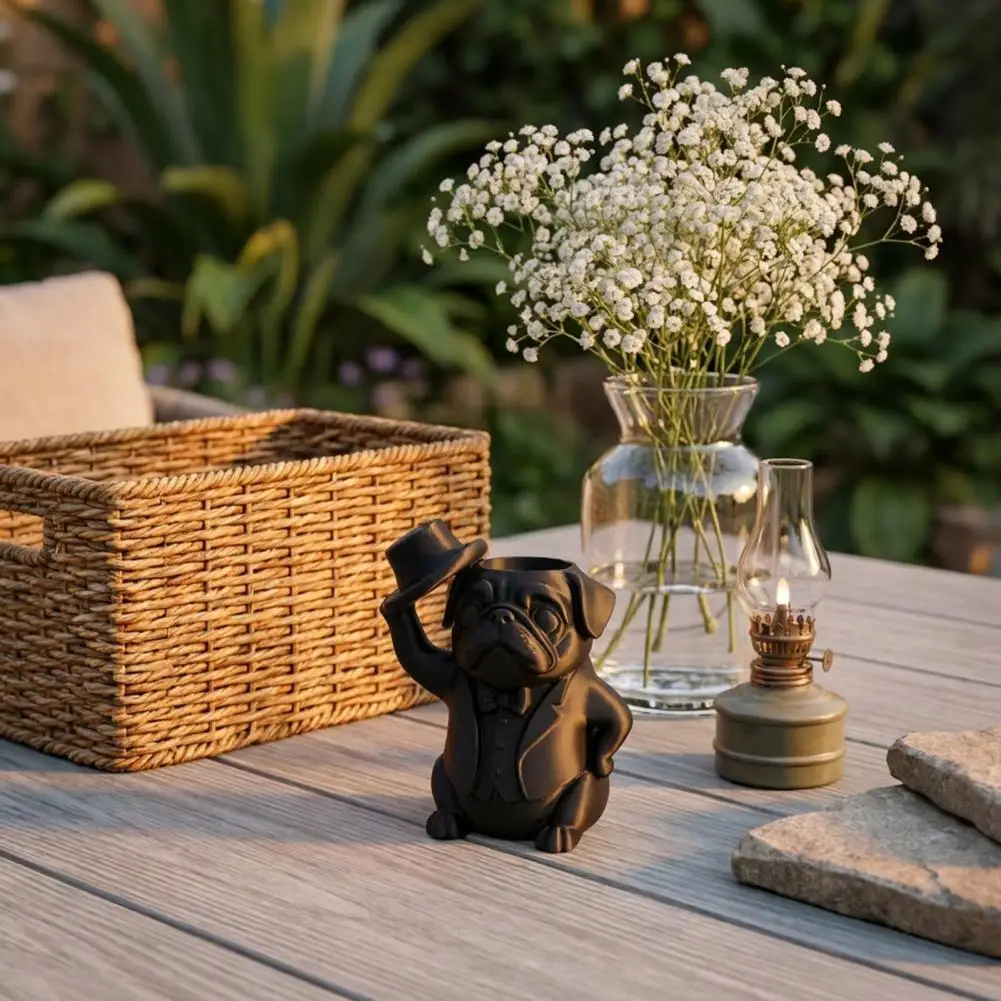 Makeup Brush Holder Cup Office Desk Clutter Organizer 3d Printed Gentleman Bulldog Pen Holder Desktop for Makeup for Home