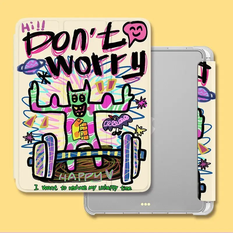Abstract Art iPad Tri-fold Case Pro11 Air7/8/6 9th 10.2 Mini7 Pen Slot