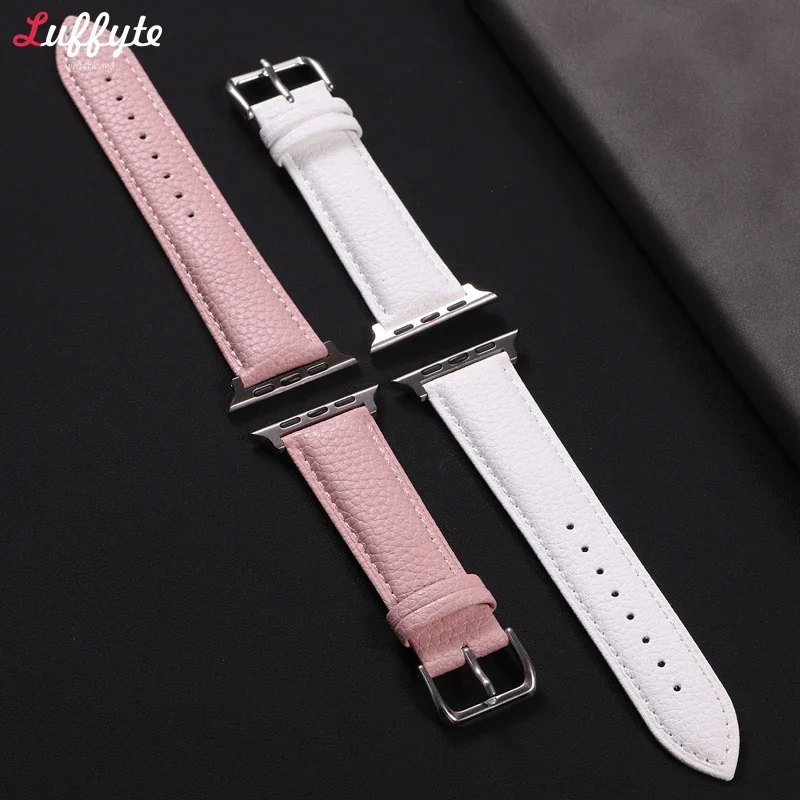Lychee Grain Leather Strap for Apple Watch Ultra 2 Bracelet 49/45/44/42/40/41/38mm Band for Iwatch Series 9 8 7 6 5 4 3 SE image 6