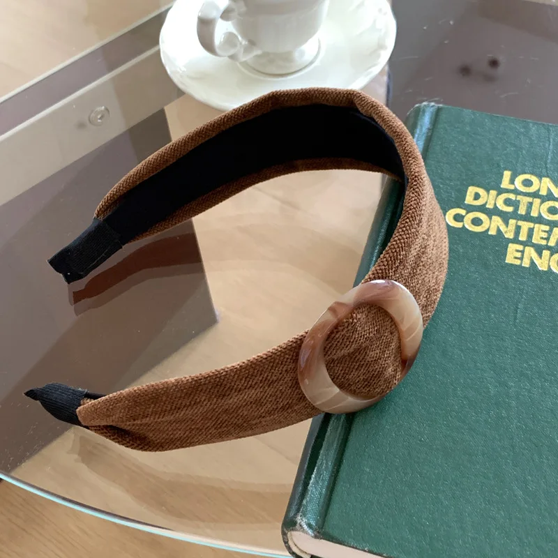 1pc Korean style minimalist circular wide edge headband with Maillard temperament and high-end pressure headband