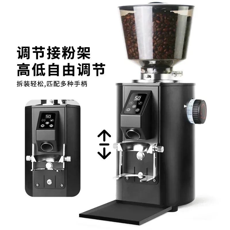 220V Electric Coffee Grinder 64mm Imported Carbon Steel Burrs Touch Operation Timing Quantitative Electric Coffee Mills