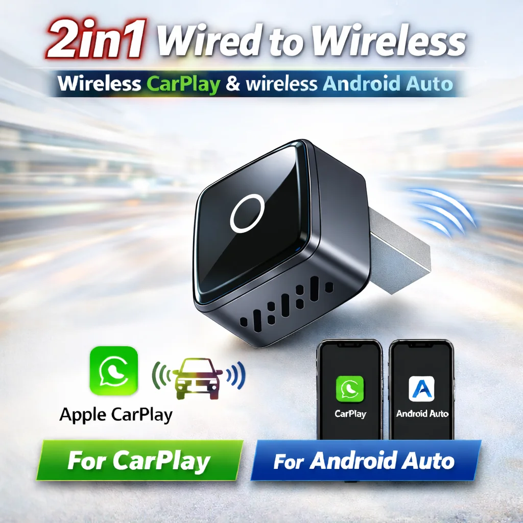 New Super Mini Carplay AI Box Wired to Wireless CarPlay&Android Auto 2in1 Box 5GHz WiFi5 for 99% Original Wired CarPlay/Auto Car