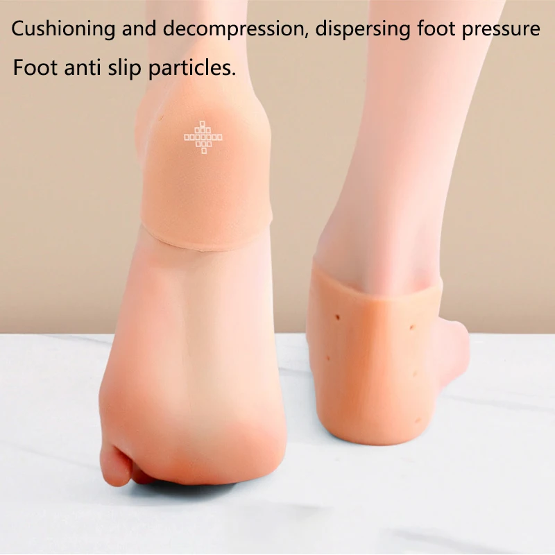 1 Pair Silicone Feet Care Socks Anti-Cracking Anti-slip Moisturizing Gel Heel Cover with Hole Foot Care Protector Foot Patch