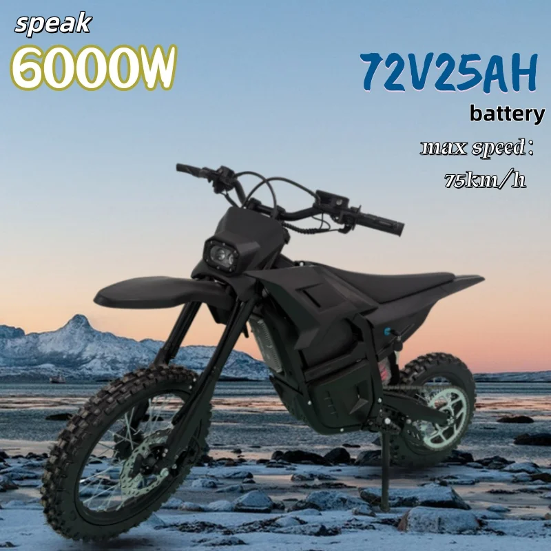 New Off Road Motorcycle Speak 6000W Powerful Motor 72V25AH Battery 75km/h Electric Bicycle 17inch Tire Mountain Electric E-bike image 1