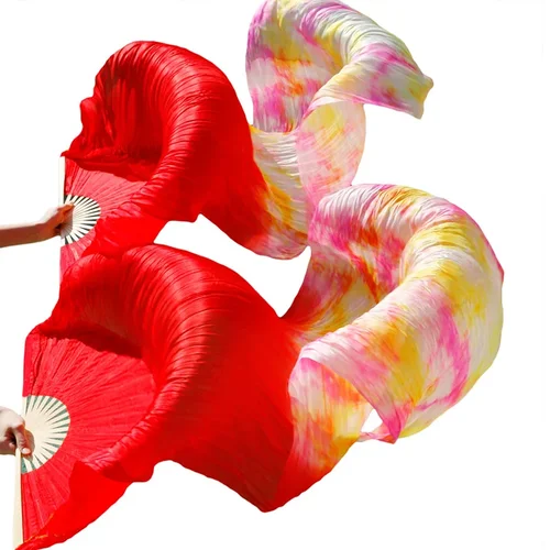 Abanicos de danza del vientre, recién llegados, abanicos de baile puesta en escena, velos de seda 100%, velos de abanico de danza del vientre de colores para mujer, 2 uds.