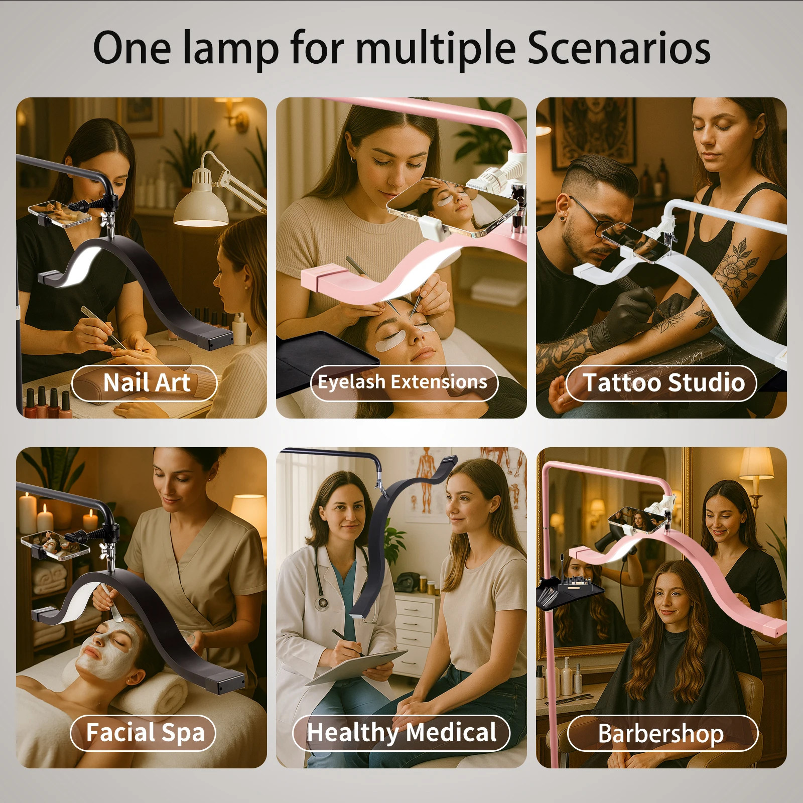 Fosoto 45W サロンまつげエクステンションランプ – メイクアップ、フェイシャル、TikTok ライブ用の 29 インチ LED ハーフムーンビューティーライト