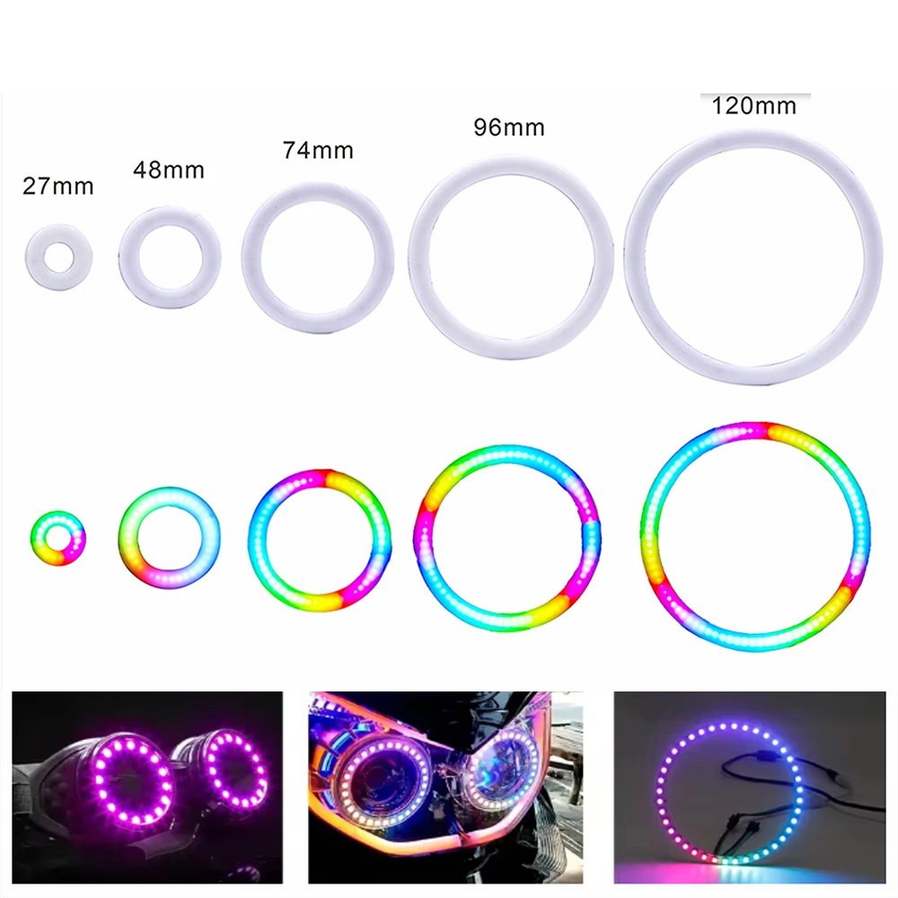 WS2812B COB Pixel Ring Light Individually Addressable Smart IC DC5V RGB Addressable 5V Ring Light Multiple Sizes Available 27/48
