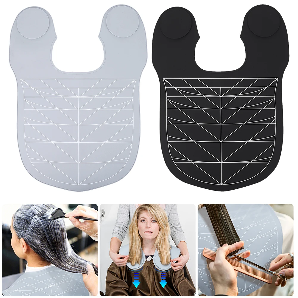 Silicone Hair Dye Collar with Guidelines Hair Cutting Guide Collar Waterproof Weighted Salon Hairdressing Hair Cutting Cape Pad