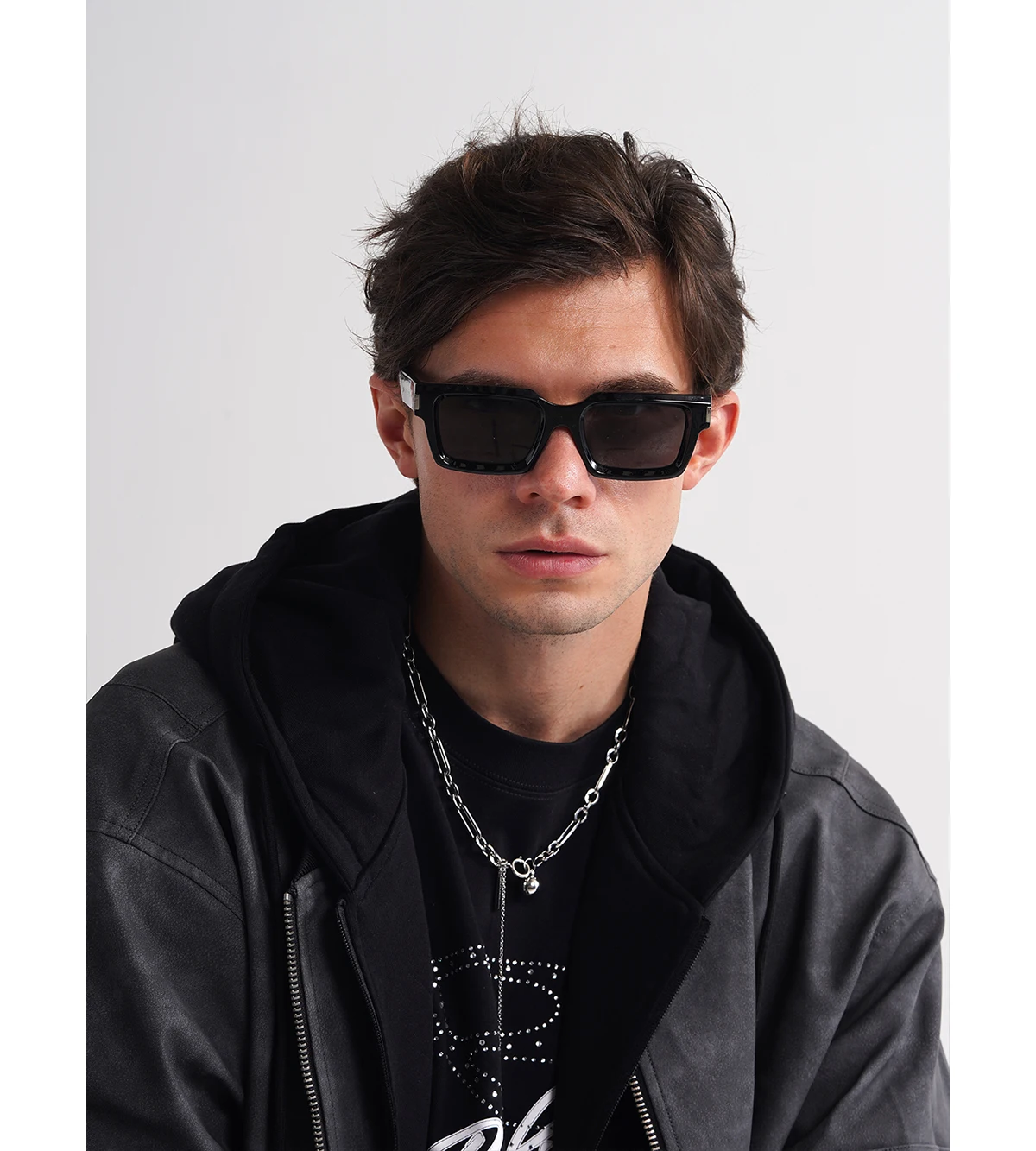 Ruiao 2026 Retro Schwarze Designer-Sonnenbrille Vintage für Damen Luxuriöse Quadratische Rechteckige Herren-UV400-Brille mit Propionat-Einsatz – Detail 2