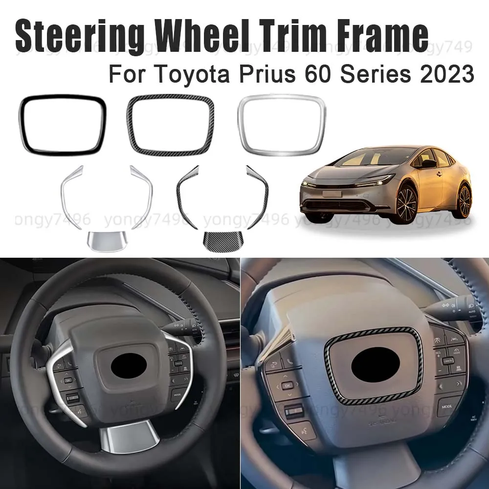 

Car Upgrade Steering Wheel Trim Frame For Toyota Prius 60 Series 2023 Carbon Fiber Silver Black Decoration Cars Accessories