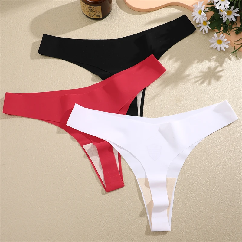 FINETOO Women Seamless Underwear Panties Sexy V-Shaped Low Waist Thongs Soft Skin-Friendly Lingerie Female Cozy T-back G-string