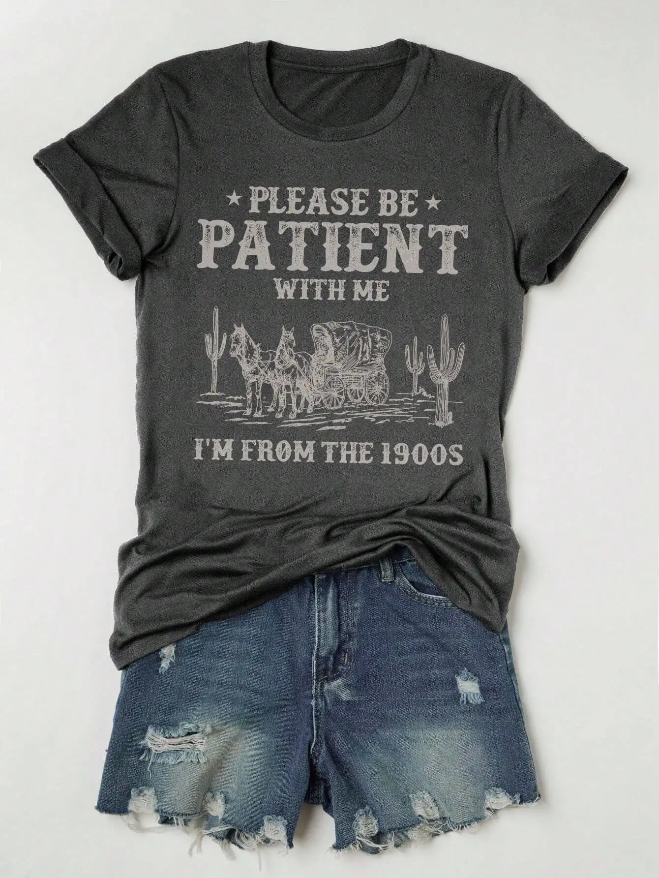 

Women Graphic Print Crew Neck Short Sleeve T-Shirt Casual Vintage Style Summer Top