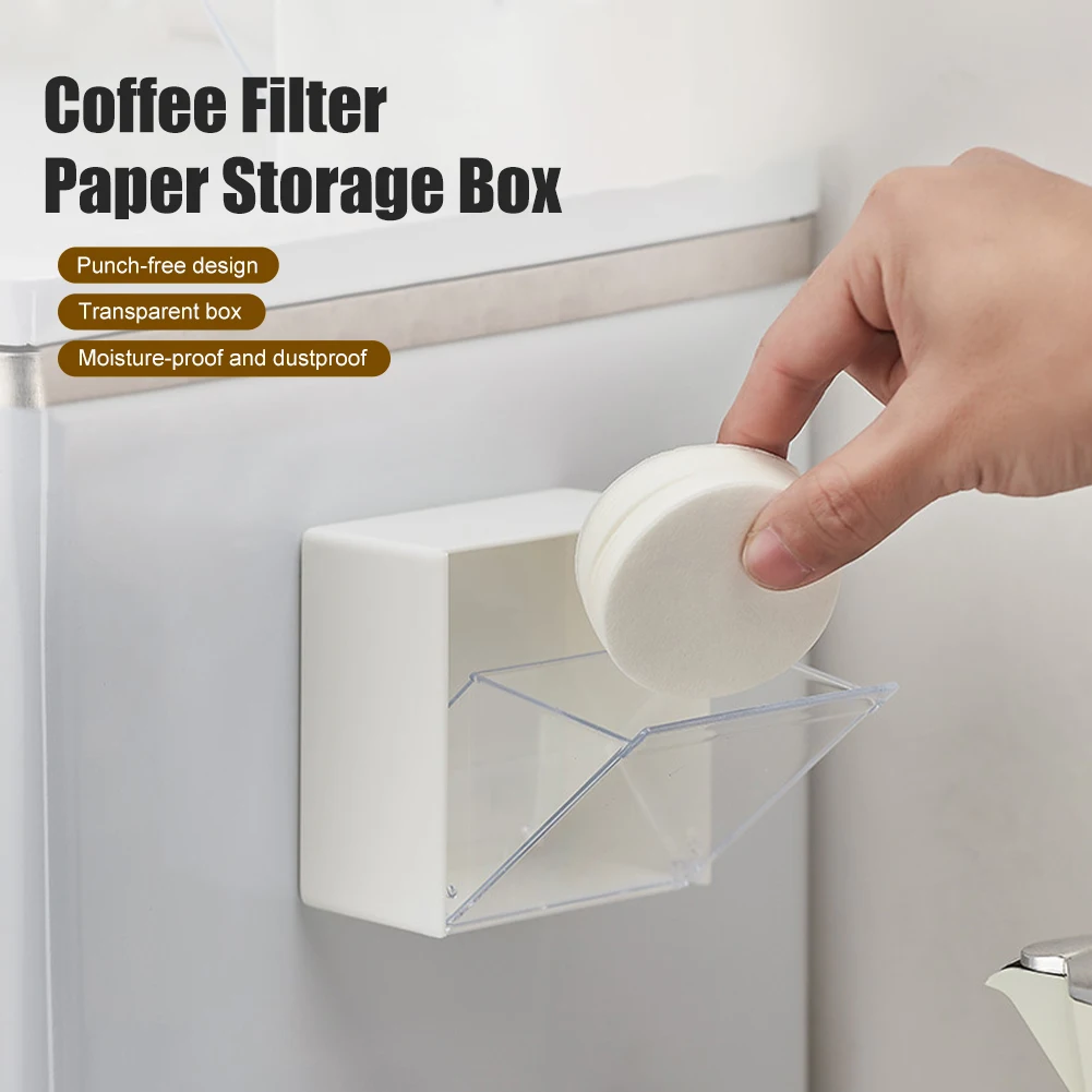 Coffee Filter Paper Holder Dustproof Moka Pot Filter Storage Box Coffee Dosing Ring Powder Bowl Wall Rack Espresso Accessories