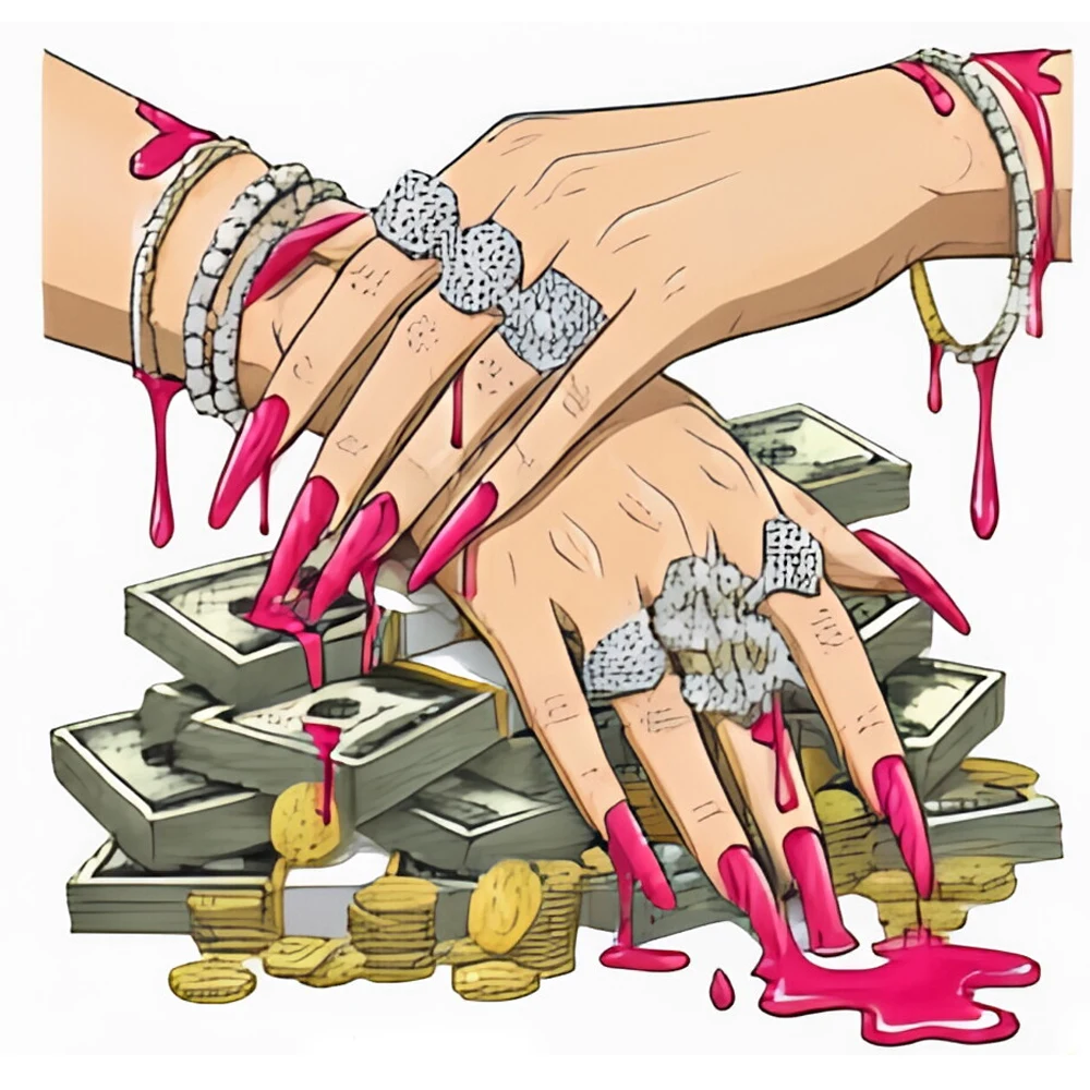 1pcs Money Themed Diamond Gold Chain Skull Shoe Charms, Luxury Streetwear Shoes Decoration with Cash Bag