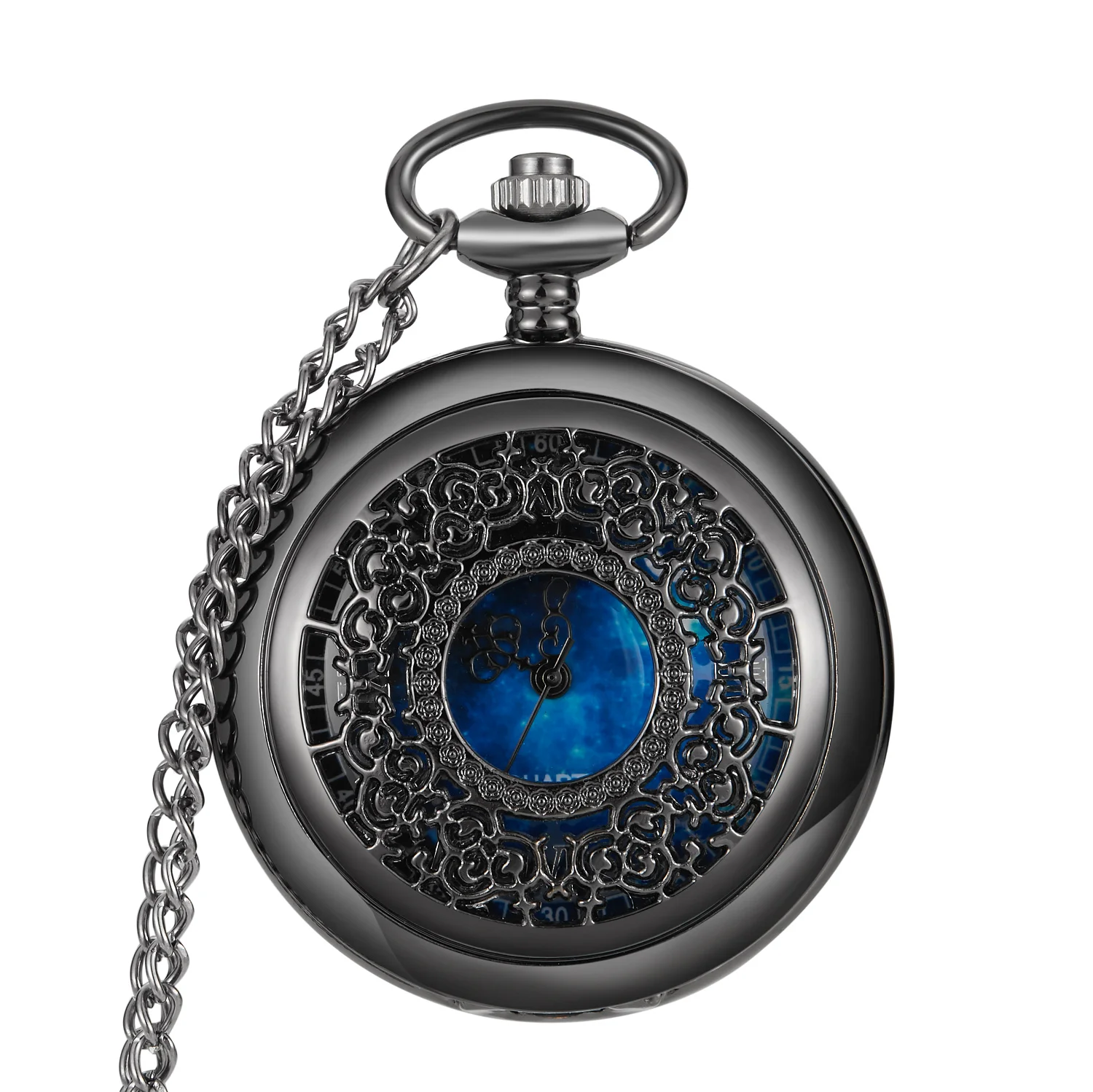 Starry Sky Pocket Watch Round Dial Arabic Number Vintage Quartz Pocket fob Watches Gifts Relogio De Bolso