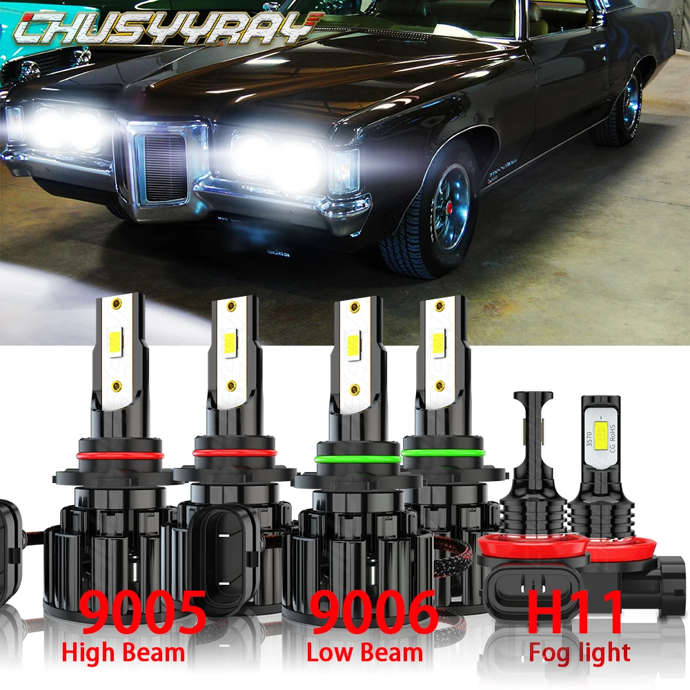 

CHUSYYRAY 6x Compatible For Pontiac Grand Prix 2004-2008 Combo 9005 9006 LED Headlight High / Low H11 Fog Light Bulbs Kit