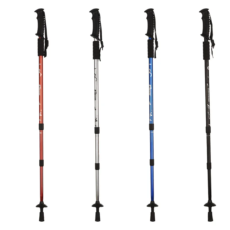Aluminum Alloy Outdoor Cane Telescopic Folding Self-Defense Hiking Rod 3 Sections
