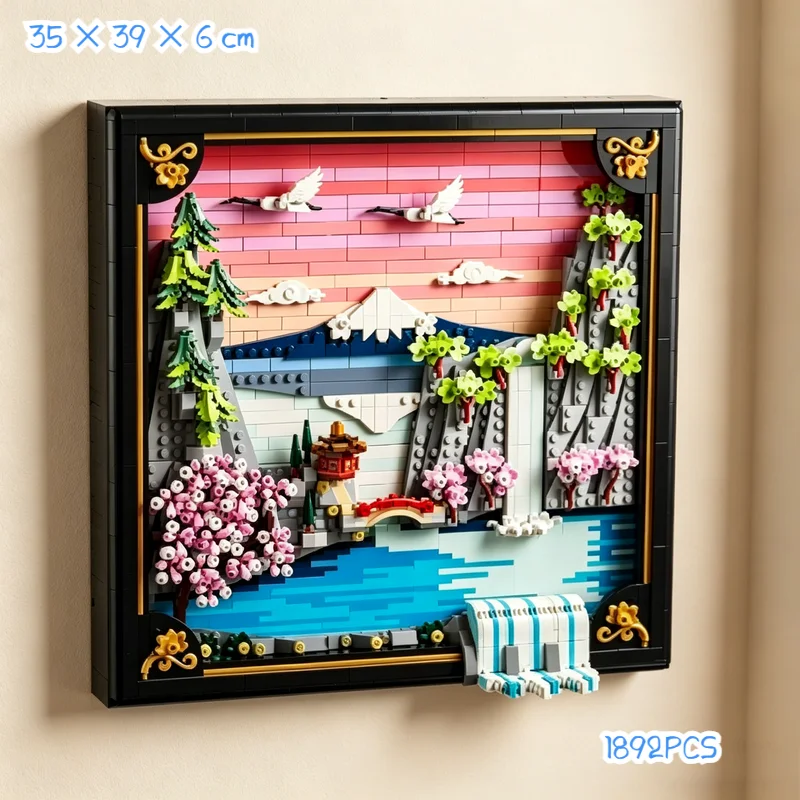 

2026 New 1892PCS Decor Painting Bricks Art Cherry Blossom Landscape Model 31218 Building Block Assembly Toys For Adults Gifts