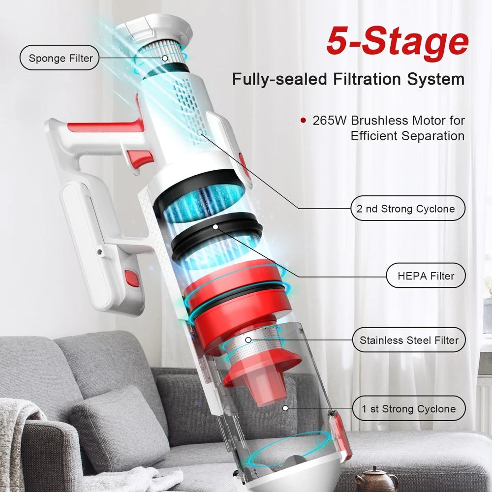 Wnkim M10 Cordless Vacuum Cleaner, With Smart LED Display, 8 in 1 Handheld Vacuum for Pet Hair Hard Floor Carpet Home
