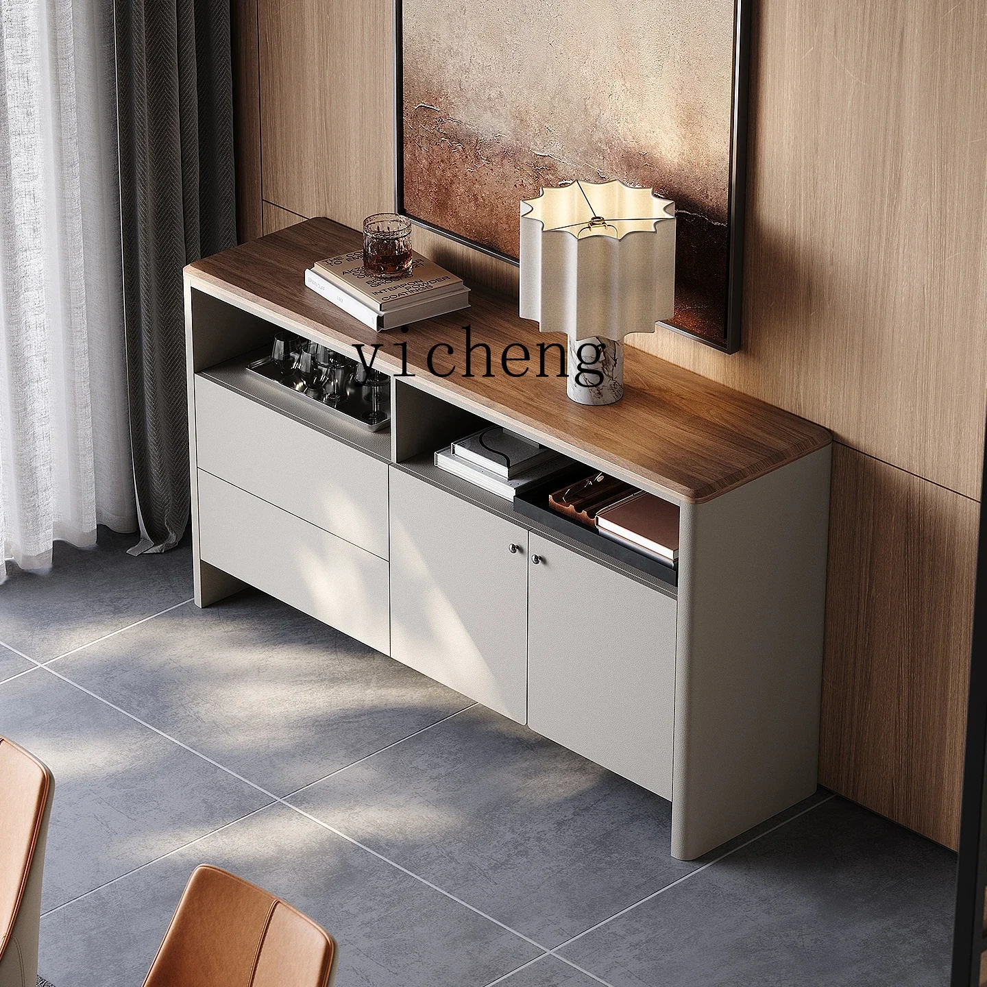 r5.13 Light Luxury Sideboard Cabinet Villa Living Room Household Solid Wood Storage Cabinet