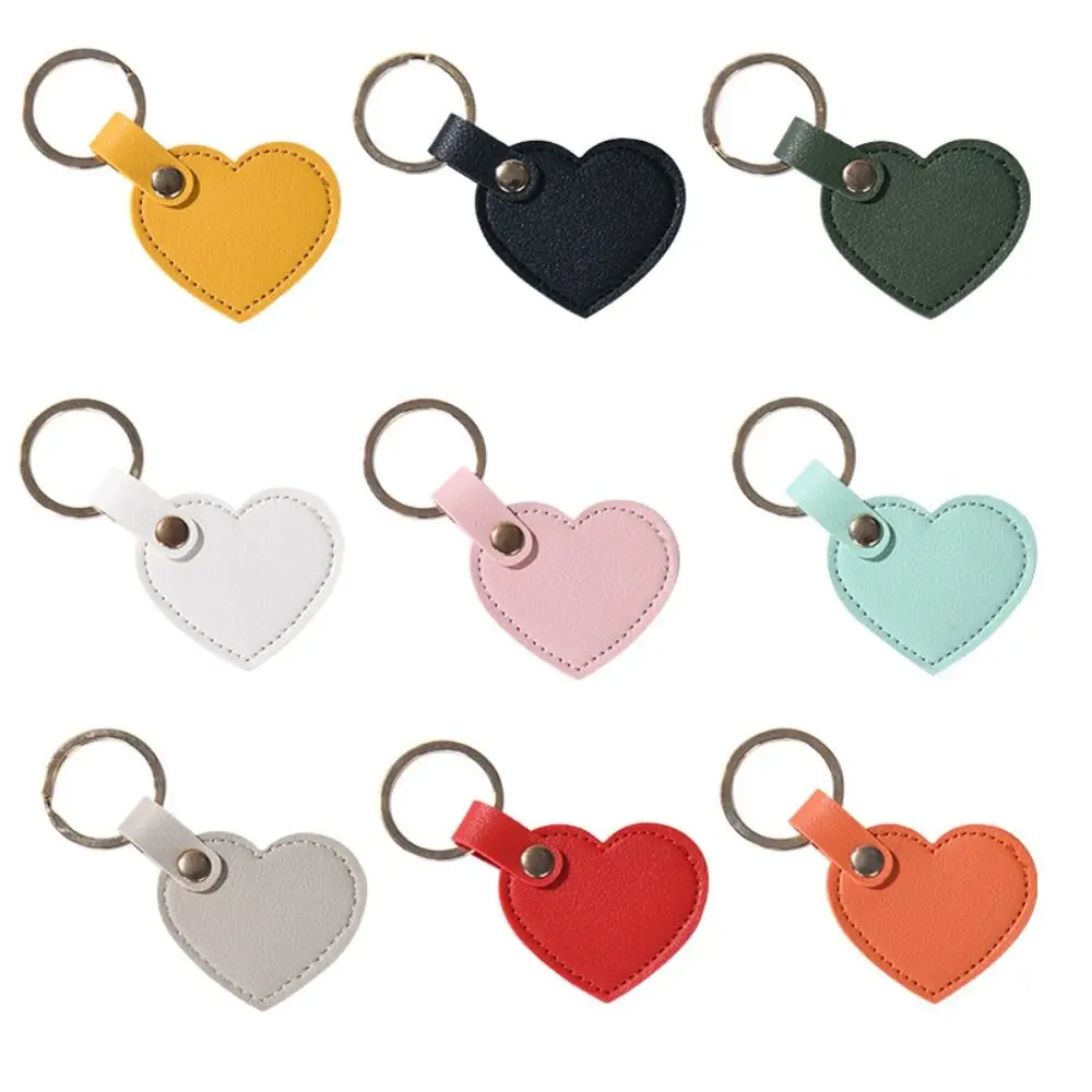 Classic Car Key Holder Heart Shape Keychain Fashion Pink Leather Heart Keyring PU Simple Colorful Pendant Birthday Gift