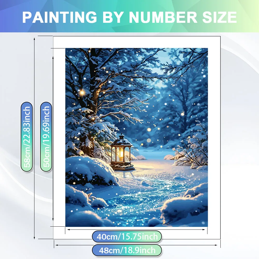 HUACAN Paint By Numbers On Canvas Winter Snow Landscape Handpainted Kits Forest Pictures Drawing On Canvas Home Decor