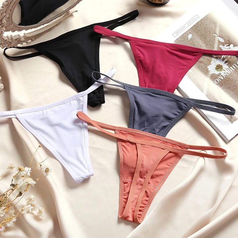 FINETOO 2PCS Sexy Cotton Women\'s G-String Thongs Low Waist Seamless Female bikini Underpants Ladies Underwear Intimates Lingerie