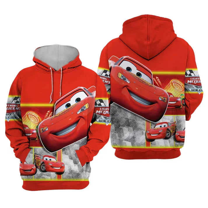 Cars Boys and Girls Hoodies McQueen Men's Hoodies 3D Printed Fashion Pullovers Oversized Men's Hoodies Disney Men's Clothing