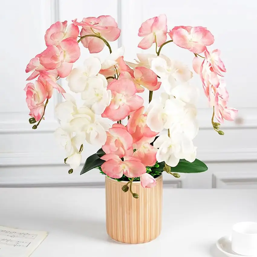 

3D Artificial Flower Branch Silk Butterfly Cymbidium Home Vase Table Decor Wedding Outdoor Garden Bride Bouquets DIY Wreath Gift