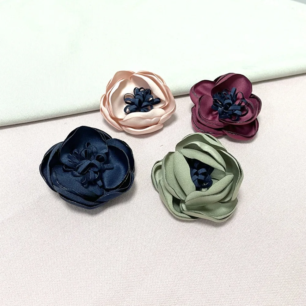 Fashion 6cm Temperament Flower Brooch Handmade Pin Dress Corsage Trend Burnt Edge Flower Brooch