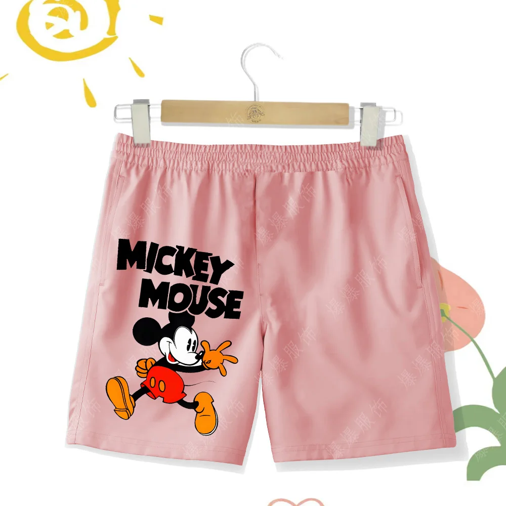 Disney series new boys beach pants Cartoon cute Mickey shorts Naughty Mickey Mouse comfortable slacks girls elastic