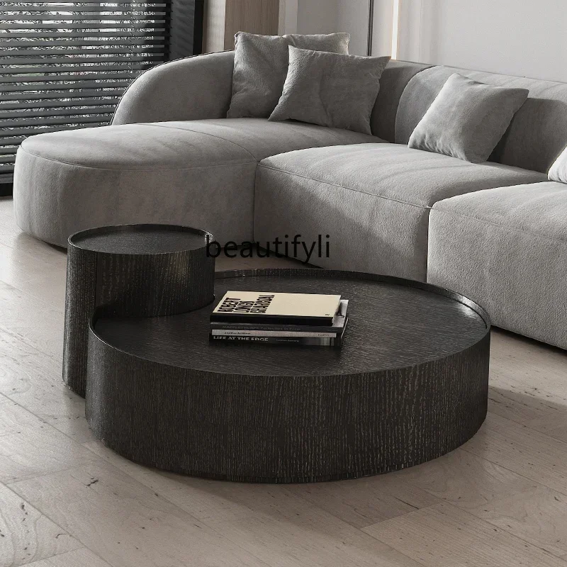 X FH color coffee table Japanese style wabi-sabi wind minimalist modern   small apartment design sense round coffee table