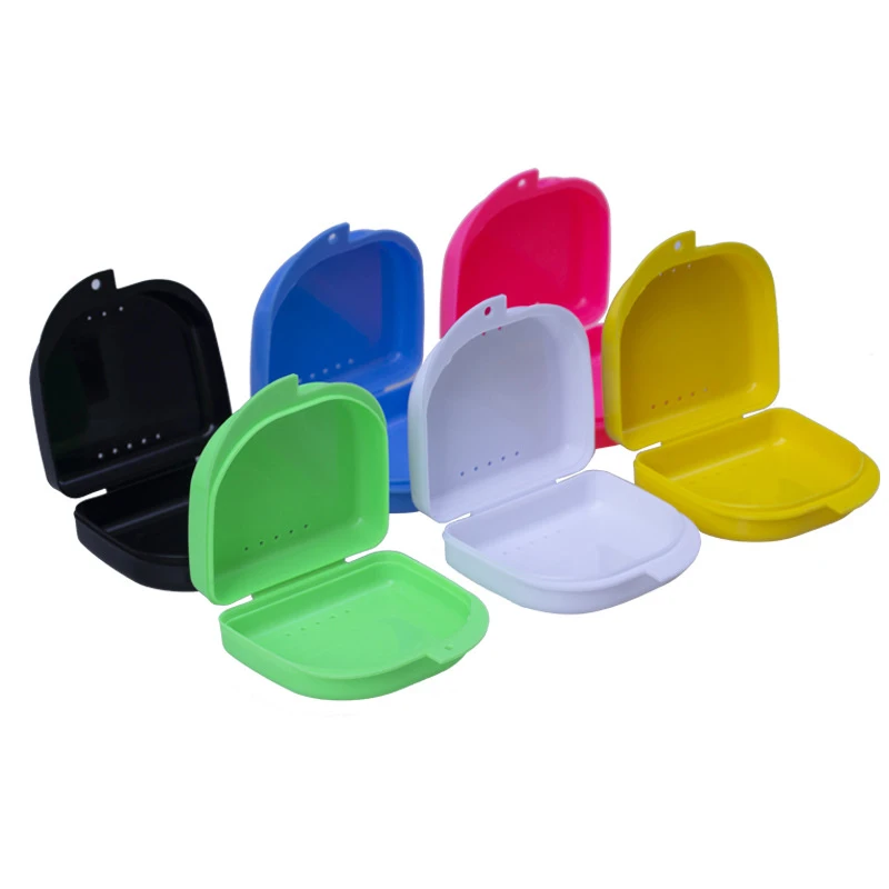 GULPOOE Dental Orthodontic Box Denture Tray Teeth Retainer Storage Box Braces Retainer Case Vent Holes Teeth Retainer Box