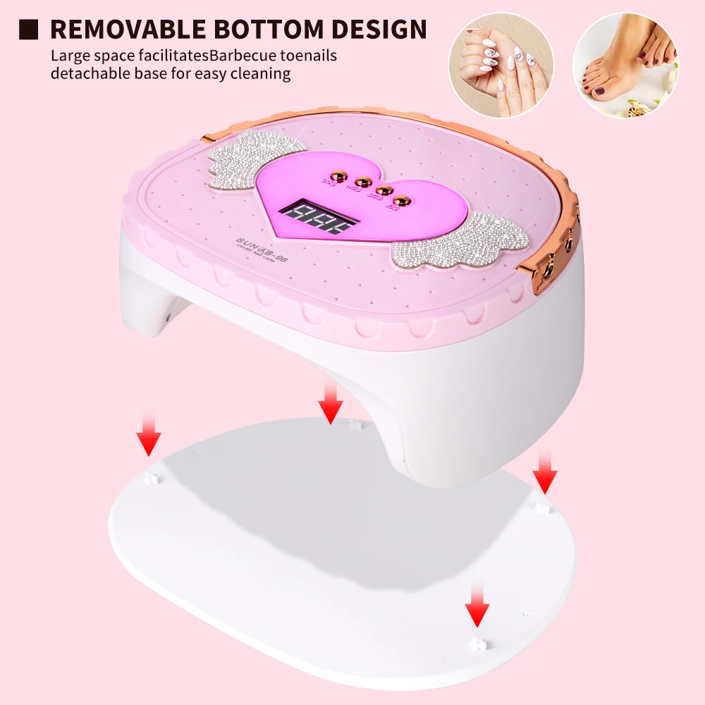 45 pcs LEDs Nail UV Lamp with Portable Handle Manicure Lamp for Fast Curing Nail Gel Polish, Dual Light Source Nail Salon Light