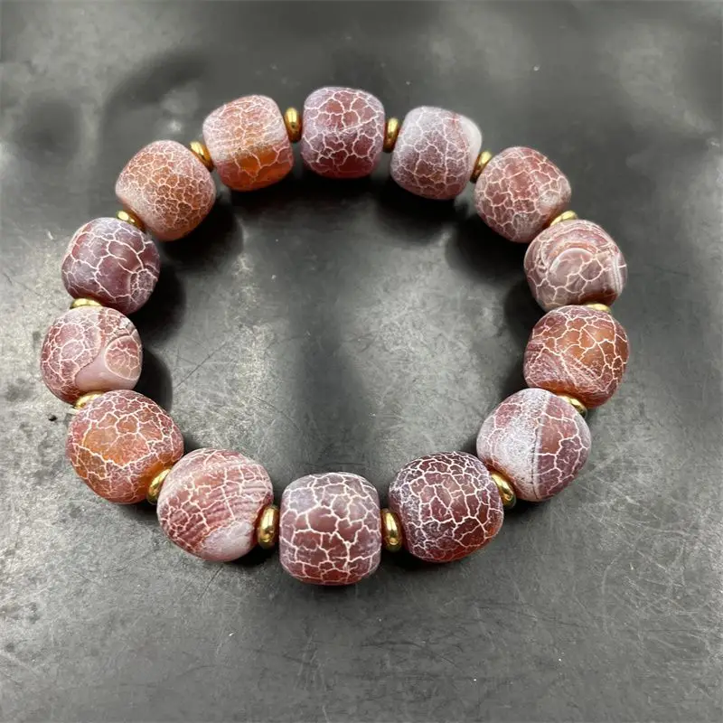 Matte matte agate old bead bracelet, abacus bead, tube bead bracelet.