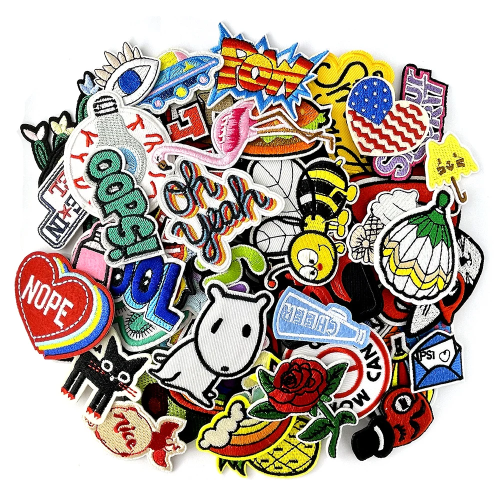 100Pcs/Lot Random Mixing Patches Cloth Embroidered Applique Clothes Accessories Apparel Supplies Handmade Decoration Patch