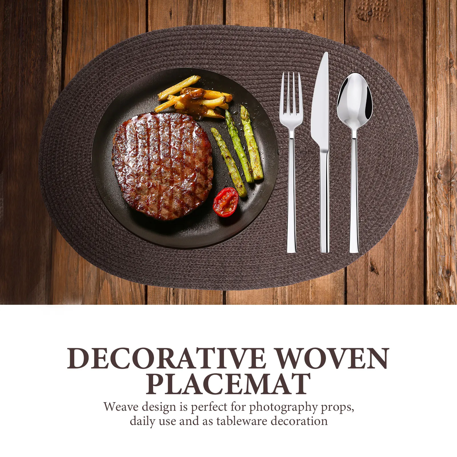 Mantel Individual tejido de PP para mesa de comedor, tapete para cubiertos antideslizante resistente al calor, tapete decorativo grande para el hogar, tetera aislada, 4 Uds.