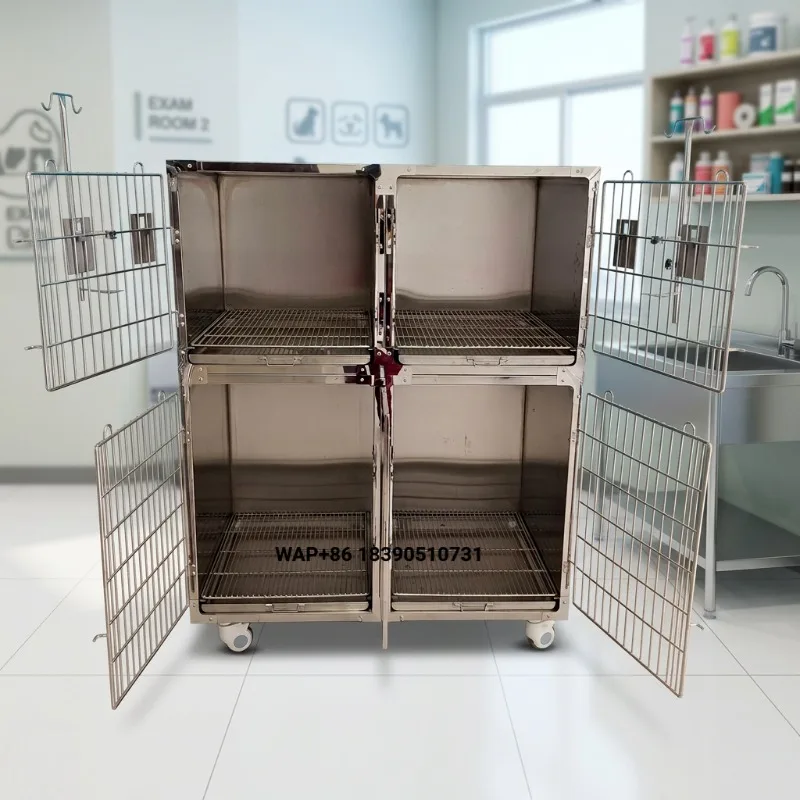 Custom Multi-Layer Stainless Steel Veterinary Cage Pet Oxygen Recovery Cage Dog and Cat Foster Cage for Animal Clinics