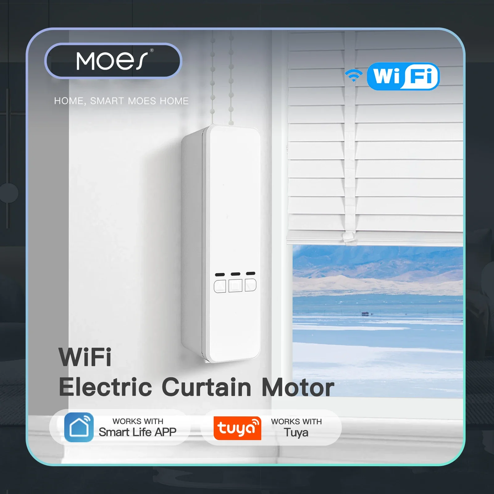 MOES-Motor inteligente Tuya WiFi, cadena eléctrica, persiana enrollable, Kit remoto RF, aplicación Smart Life a través de Alexa/Google