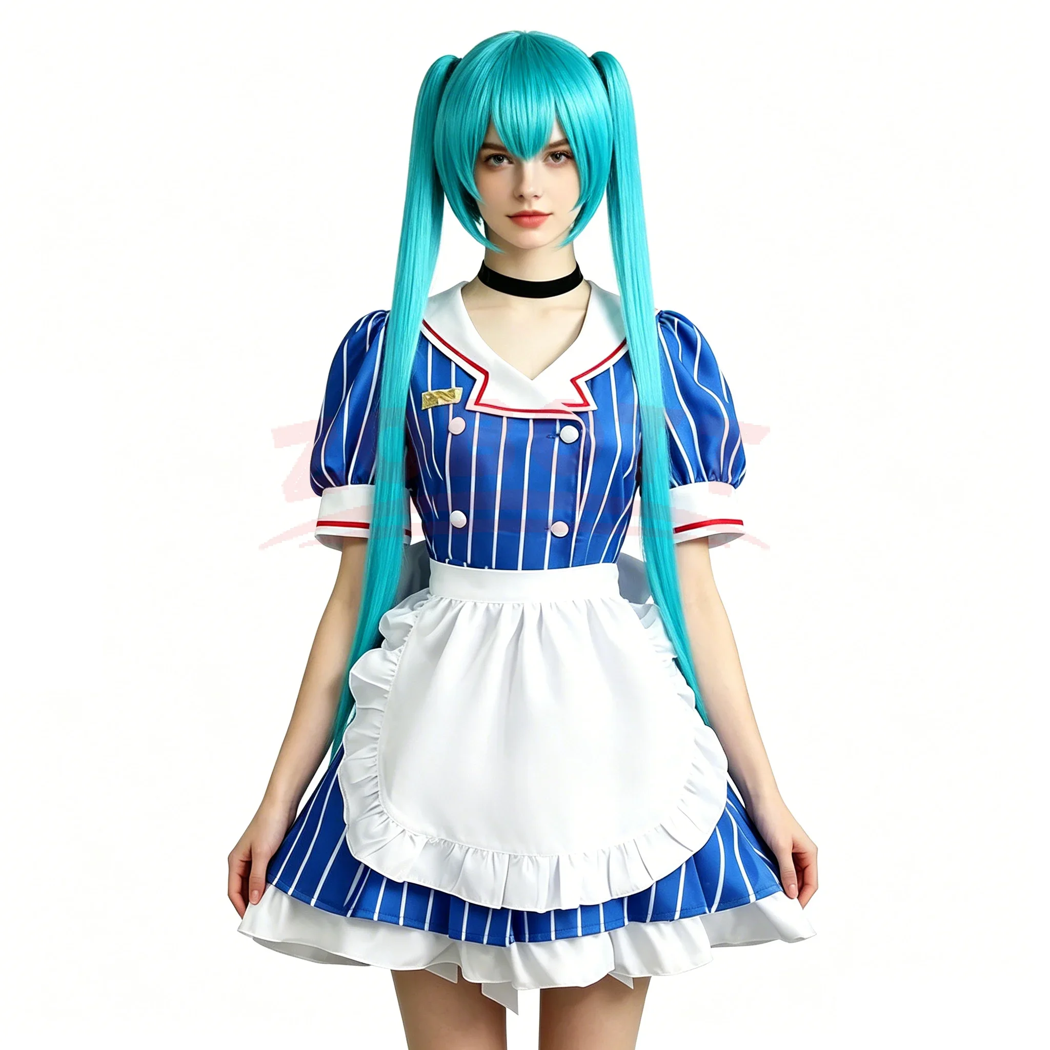 Costumes de cosplay Mesmerizer, perruque, uniforme d'anime, robe de demoiselle d'honneur rayée pour femmes, chapeau, tablier, costume pour Halloween, Noël, carnaval, fête