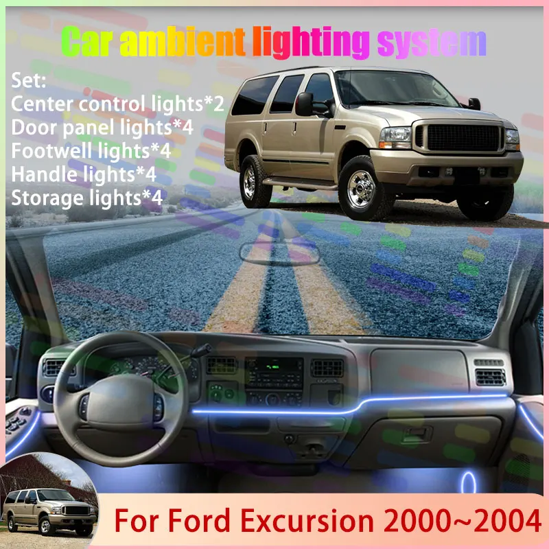 

Для Ford Excursion UW137 2000 ~ 2004 F-150 F-250 2/18 в 1, автомобильная атмосферная лампа, RGB абажур, ансамбль, стример, атмосферный набор