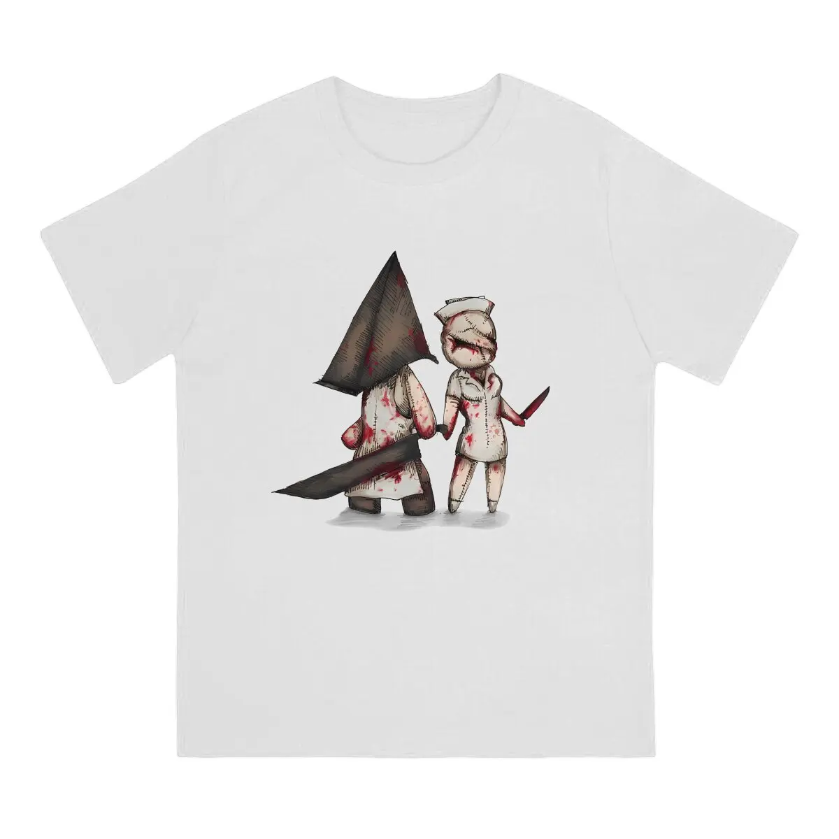 Plushie T-Shirts for Men Silent Hill Fun Pure Cotton Tee Shirt Round Neck Short Sleeve T Shirt Graphic Printed Tops