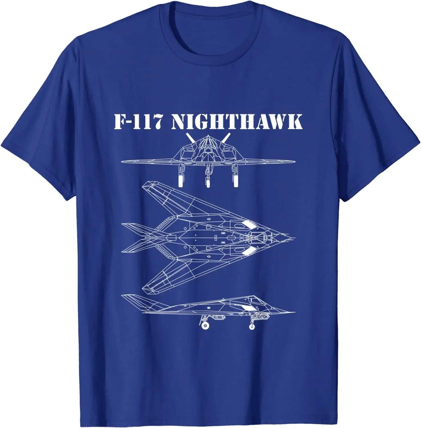 F-117 Stealth Aircraft Nighthawk Schematic Military Jet F117 Men T-Shirt Short Sleeve Casual 100% Cotton O-Neck Summer Shirt