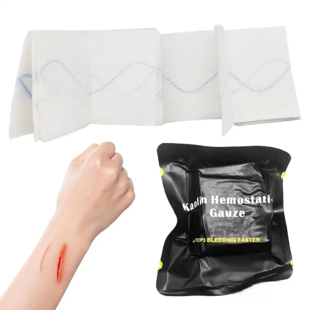 Gasa Hemostática de Caolín con Diseño en Z, Material Soluble, Gasa de Quitosano para Detener Hemorragias, Tela No Tejida Impregnada de Caolín