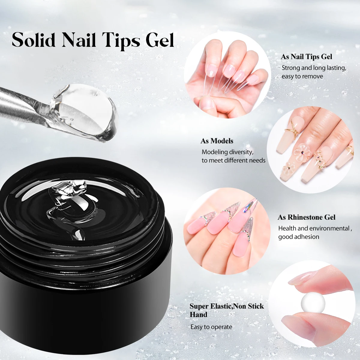 2pcs 10ml Multifunctional Solid เคล็ดลับเล็บชุดเจล Non-Stick มือเล็บเจล Rhinestone เจลกาวสําหรับเล็บ DIY เล็บชุดเครื่องมือ