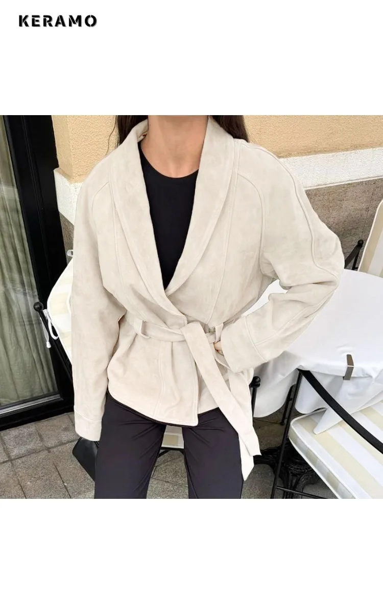 2025 inverno feminino estilo vintage único breasted solto ajuste jaqueta para mulheres senhora do escritório moda longo com cinto projetado casaco