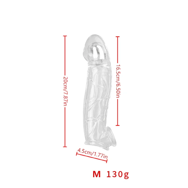 3 Size Reusable Penis Sleeve, Soft Clear Cock Sleeve Penis Extender Adult Sex Toys for Men Women, Durable Penis Enlarger Male - view 6