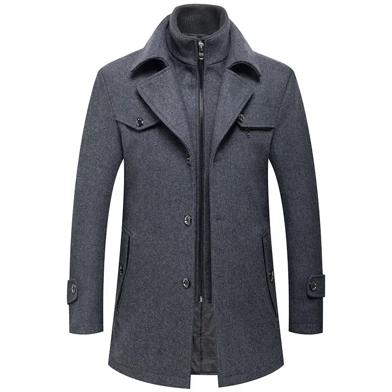 Men's Fall Winter Jacket Business Plus Cotton Coat 2022 Casual Plus Size Street Wear Formal Fashion Double Collar Wool Man Coats