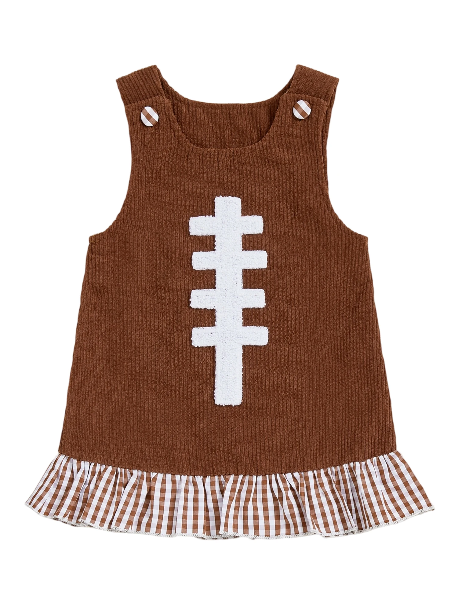 

Очаровательное клетчатое платье-майка для маленьких девочек с футбольной вышивкой, платье свободного покроя без рукавов, идеально подходящее для осени